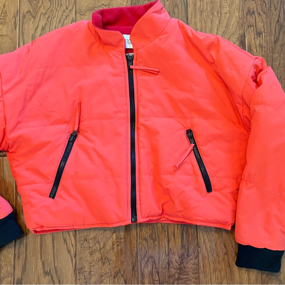Urban Outfitters cropped Orange Puffer Jacket full front zip